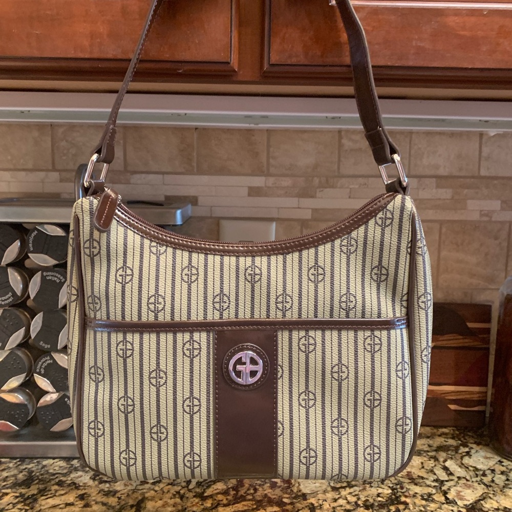 Giani Bernini Brown and Cream Patterned Shoulder Bag